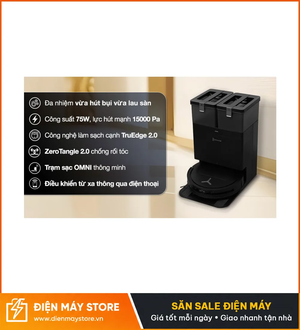 Ecovacs Deebot Mini Robot H&uacute;t Bụi Lau Nh&agrave; Nhỏ Gọn 9000Pa