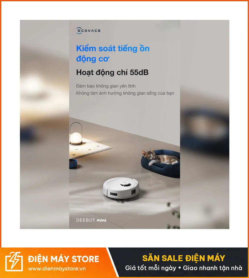 Ecovacs Deebot Mini Robot H&uacute;t Bụi Lau Nh&agrave; Nhỏ Gọn 9000Pa