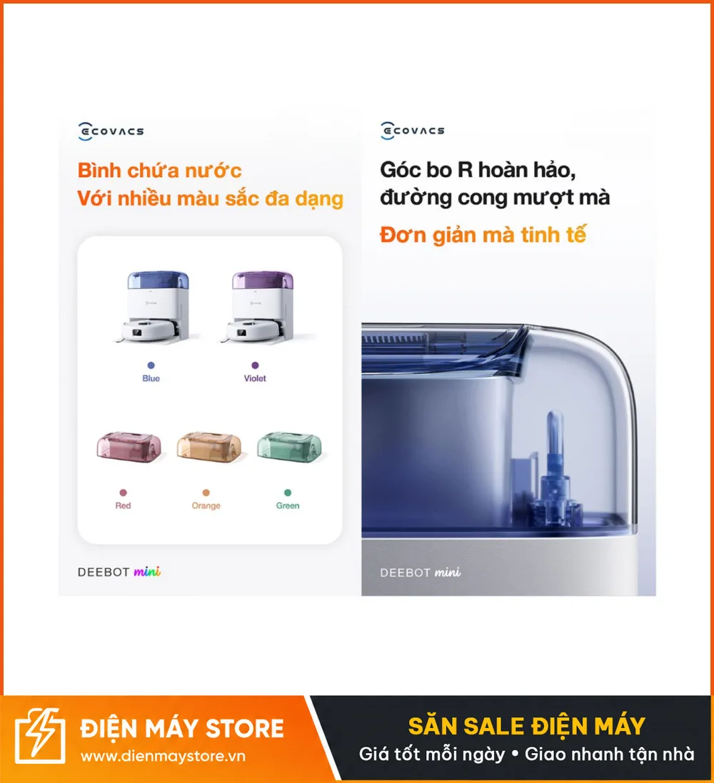Ecovacs Deebot Mini Robot H&uacute;t Bụi Lau Nh&agrave; Nhỏ Gọn 9000Pa