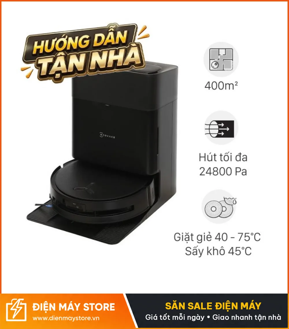 Ecovacs Deebot Mini Robot H&uacute;t Bụi Lau Nh&agrave; Nhỏ Gọn 9000Pa