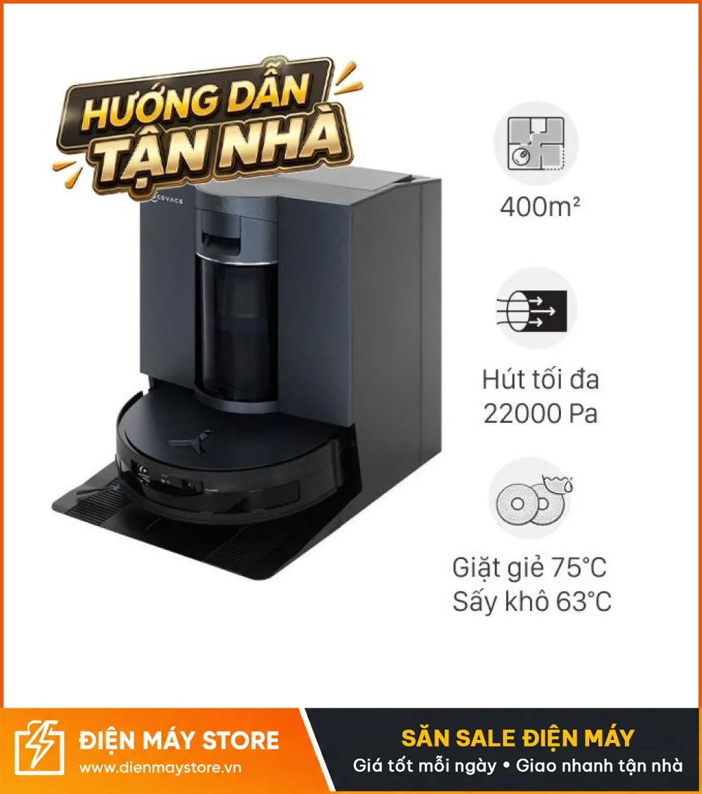 Ecovacs Deebot Mini Robot H&uacute;t Bụi Lau Nh&agrave; Nhỏ Gọn 9000Pa