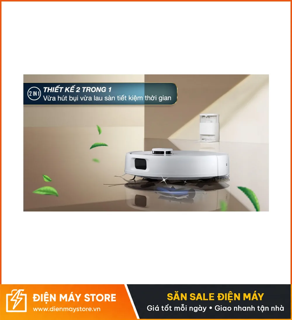 Ecovacs Deebot Mini Robot H&uacute;t Bụi Lau Nh&agrave; Nhỏ Gọn 9000Pa