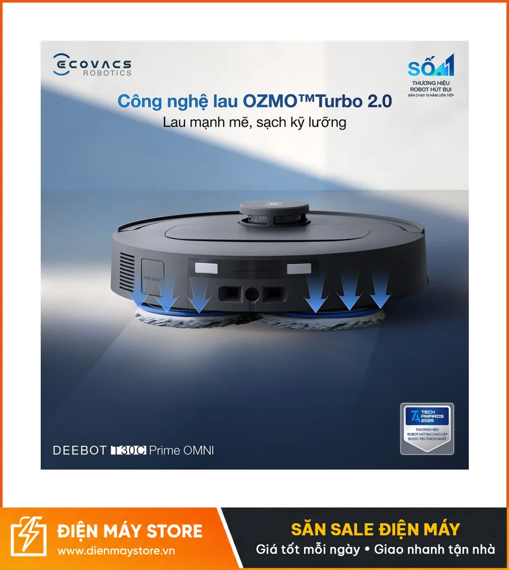 Ecovacs T30C Prime Omni Robot H&uacute;t Bụi Lau Nh&agrave; Tự Động 2026