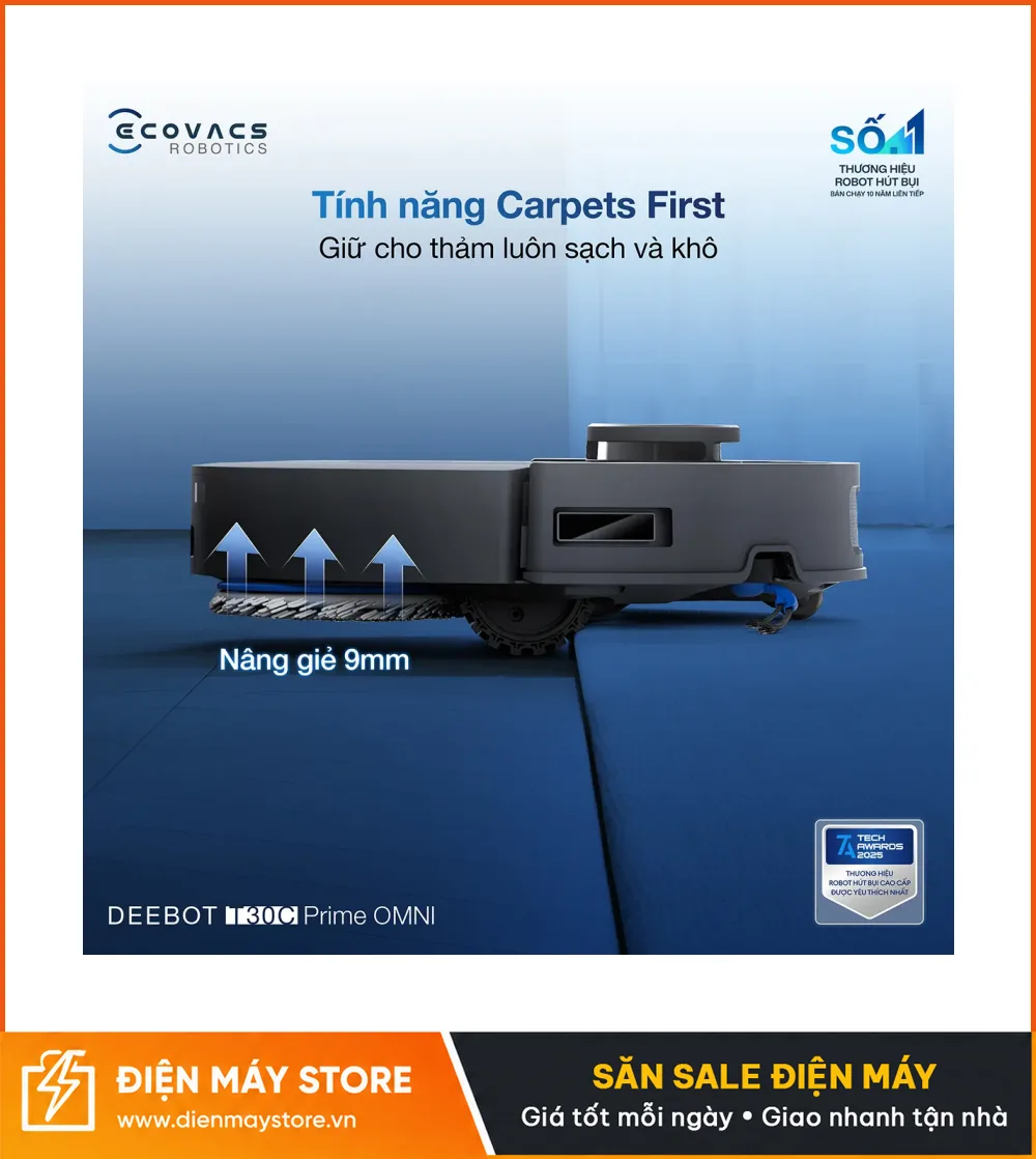 Ecovacs T30C Prime Omni Robot H&uacute;t Bụi Lau Nh&agrave; Tự Động 2026