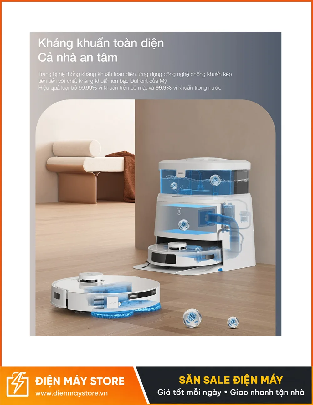 Ecovacs T30E Pro Omni Robot H&uacute;t Bụi Lau Nh&agrave; Tự Động