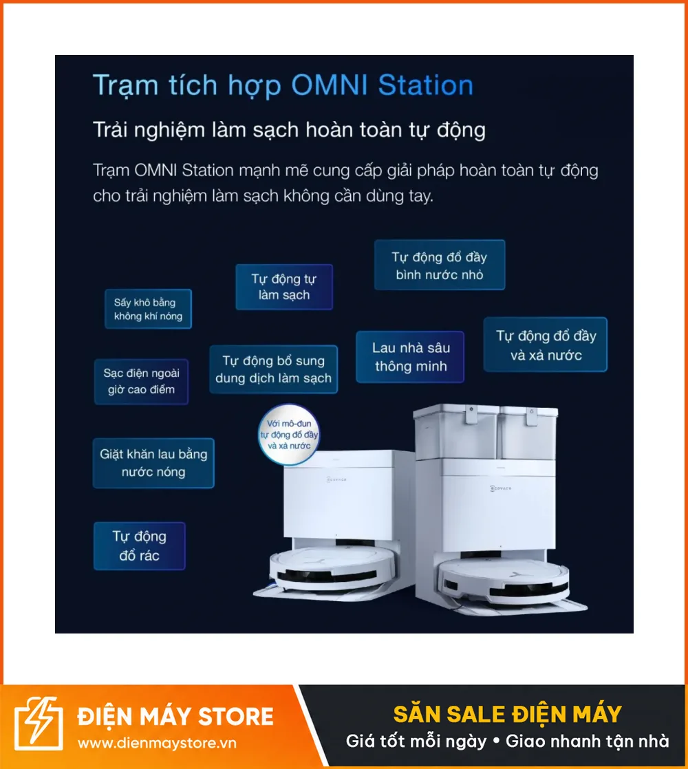 Ecovacs T50 Pro Omni Gen 3 Robot H&uacute;t Bụi Lau Nh&agrave; Tự Động