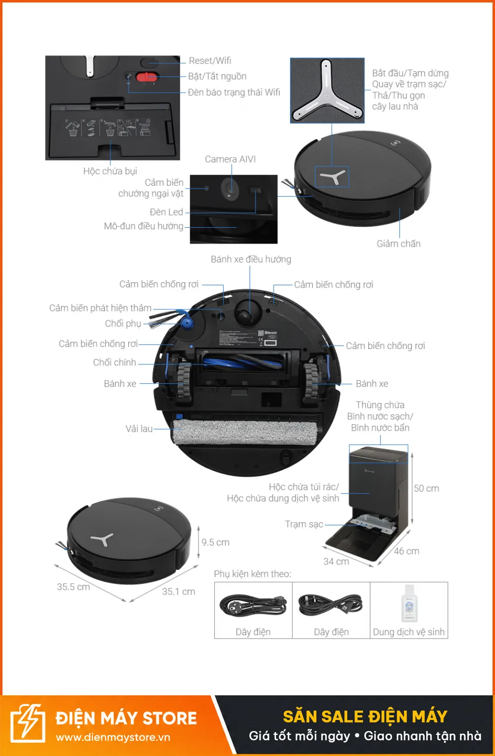 Ecovacs T90 Pro Omni Robot H&uacute;t Bụi Lau Nh&agrave; 2026