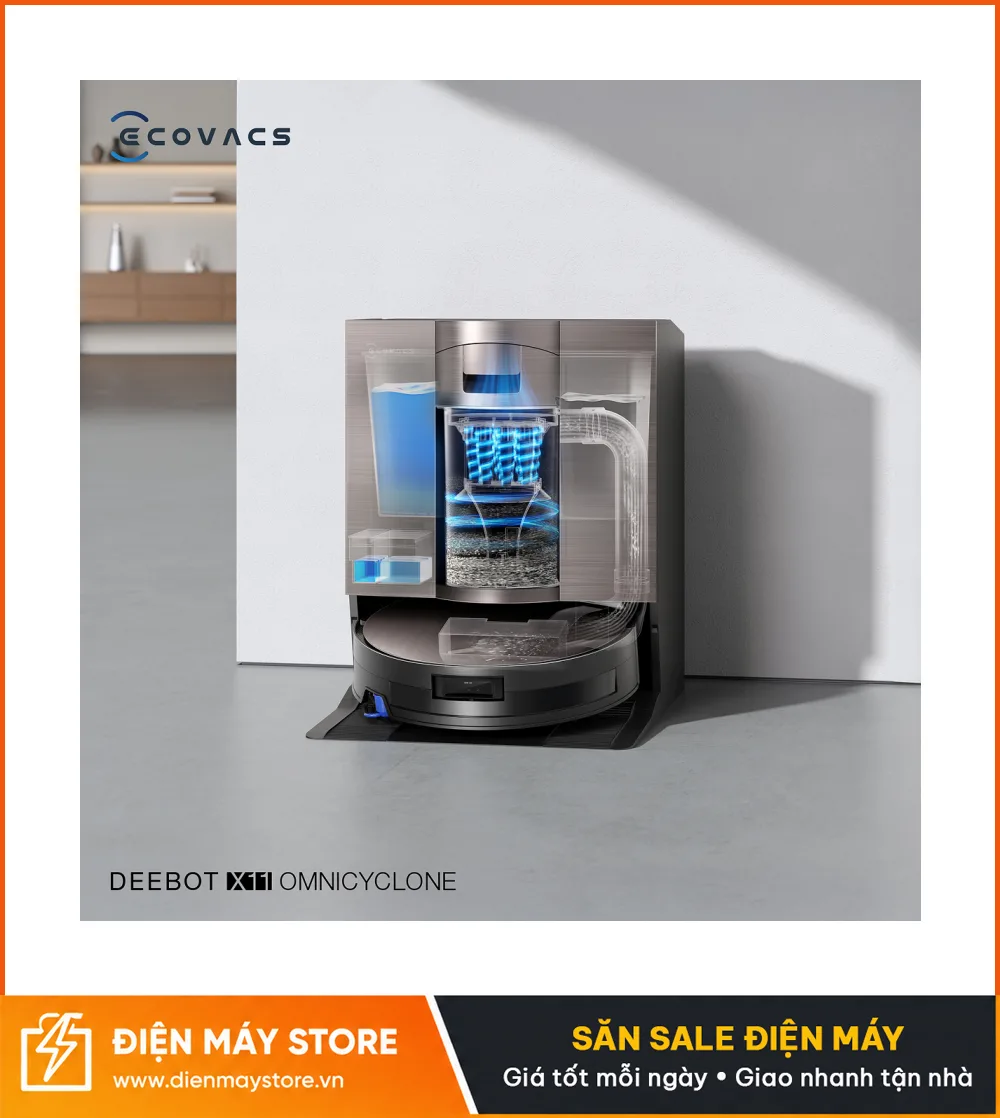 Ecovacs Deebot X11 OmniCyclone Robot H&uacute;t Bụi Lau Nh&agrave; Th&ocirc;ng Minh 2025