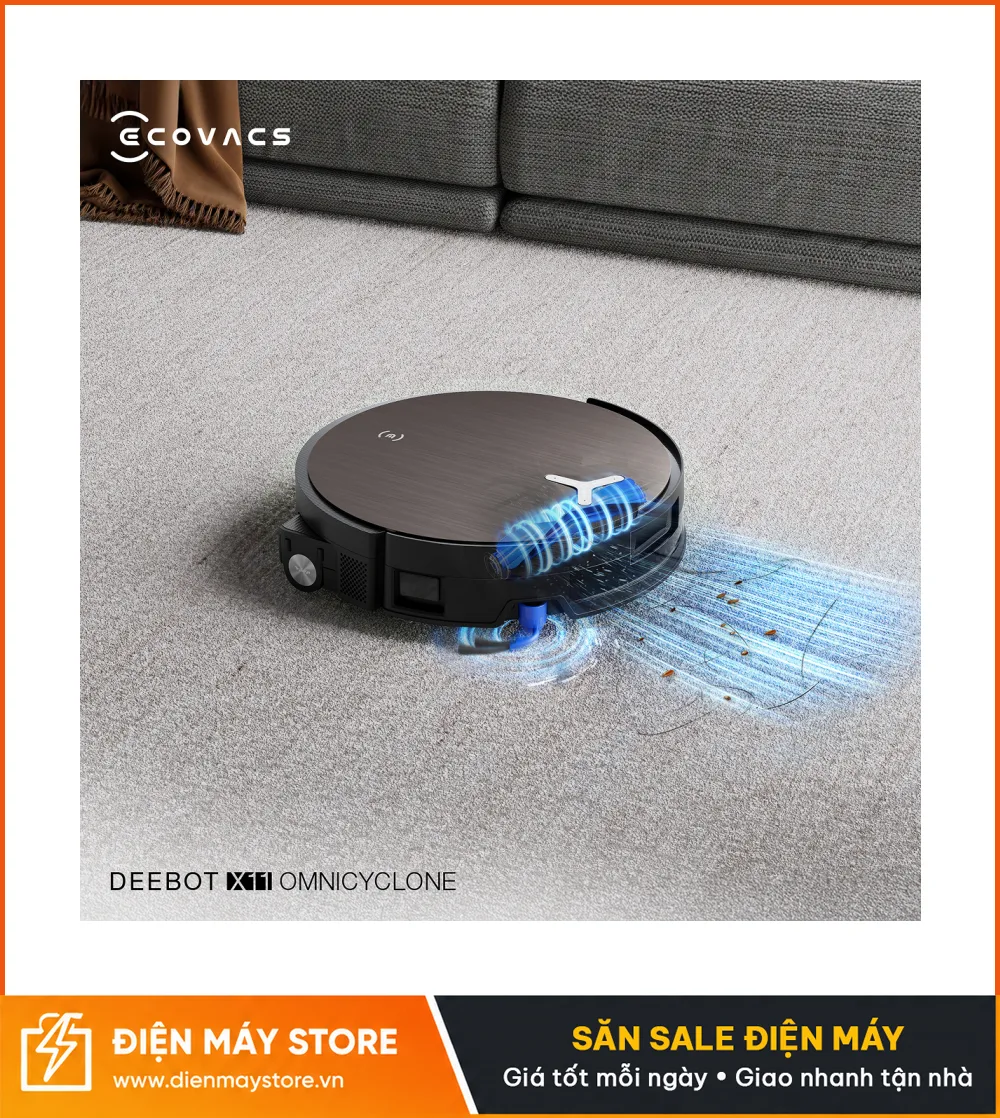 Ecovacs Deebot X11 OmniCyclone Robot H&uacute;t Bụi Lau Nh&agrave; Th&ocirc;ng Minh 2025