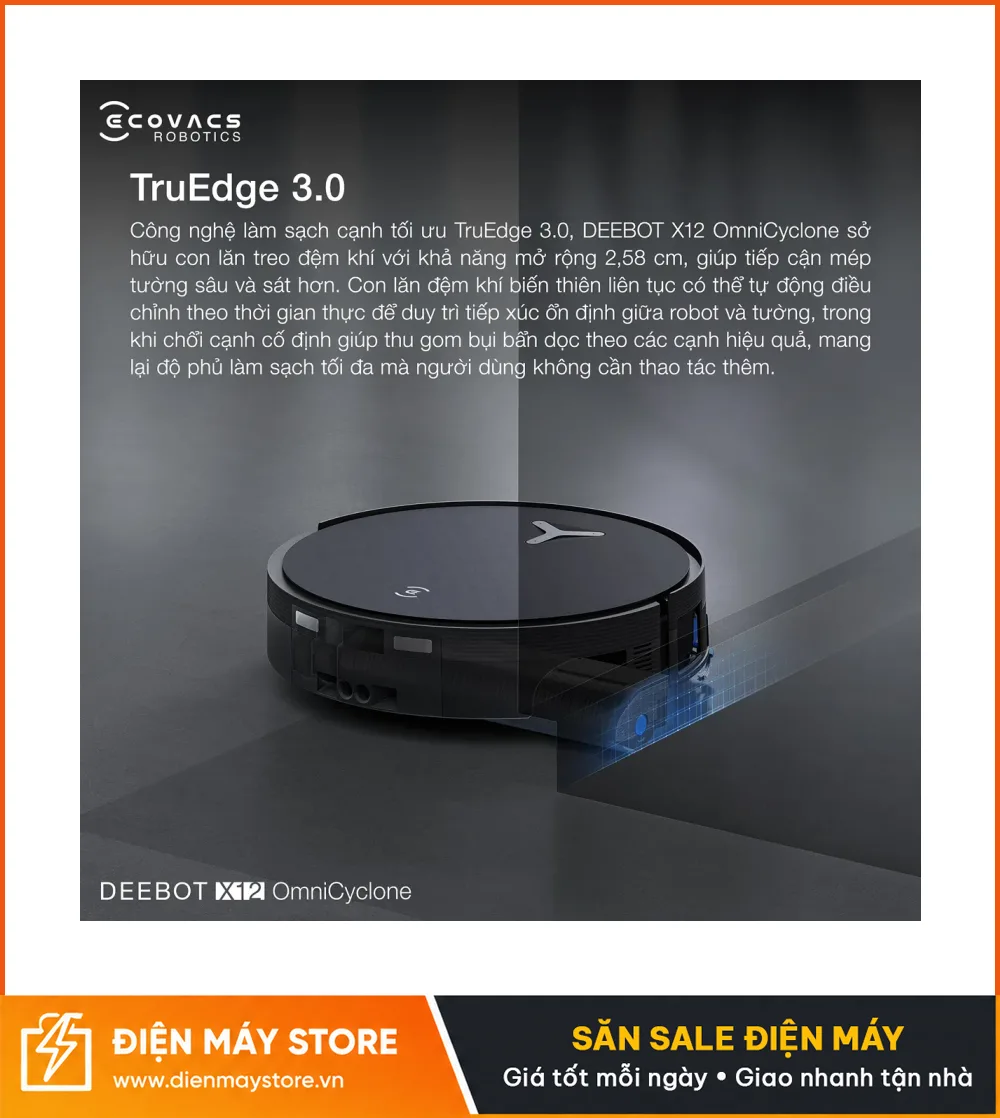 Ecovacs X12 OmniCyclone Robot H&uacute;t Bụi Th&ocirc;ng Minh 2 Trong 1