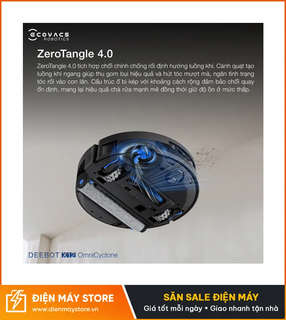 Ecovacs X12 OmniCyclone Robot H&uacute;t Bụi Th&ocirc;ng Minh 2 Trong 1