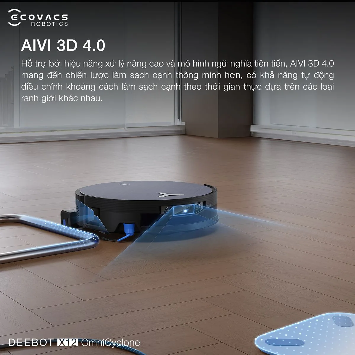 Ecovacs Deebot X12 OmniCyclone - Robot h&uacute;t bụi lau nh&agrave; th&ocirc;ng minh 2 trong 1