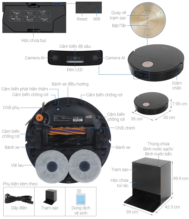Robot h&uacute;t bụi lau nh&agrave; Dreame X60 Ultra